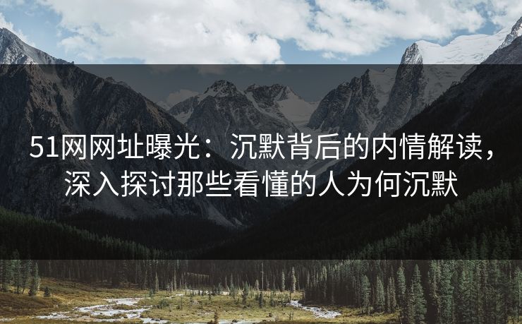 51网网址曝光：沉默背后的内情解读，深入探讨那些看懂的人为何沉默