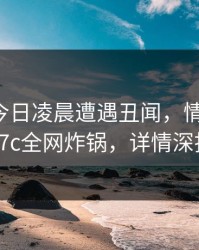 网红在今日凌晨遭遇丑闻，情绪失控，17c全网炸锅，详情深扒