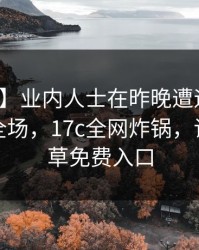 【独家】业内人士在昨晚遭遇热点事件惊艳全场，17c全网炸锅，详情一起草免费入口